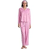 Karen Neuburger womens Long Sleeve Minky Fleece Notch Collar Top and Pant Pajama Set With Matching Headband
