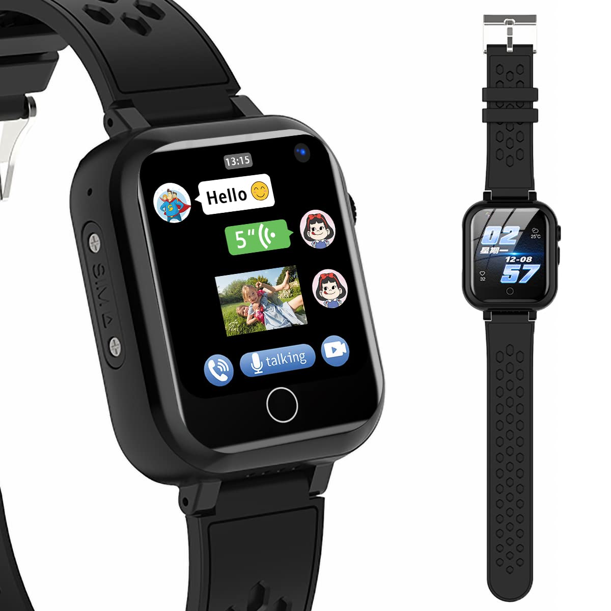 DDIOYIUR Smart Watch for Kids, 4G Kids Phone Smartwatch with GPS Tracker, WiFi SMS, Call, Voice Video Chat, Bluetooth, Audio Recording, Alarm, Pedometer, Wrist Watch for 4-16 Boys Girls Birthday Gifts