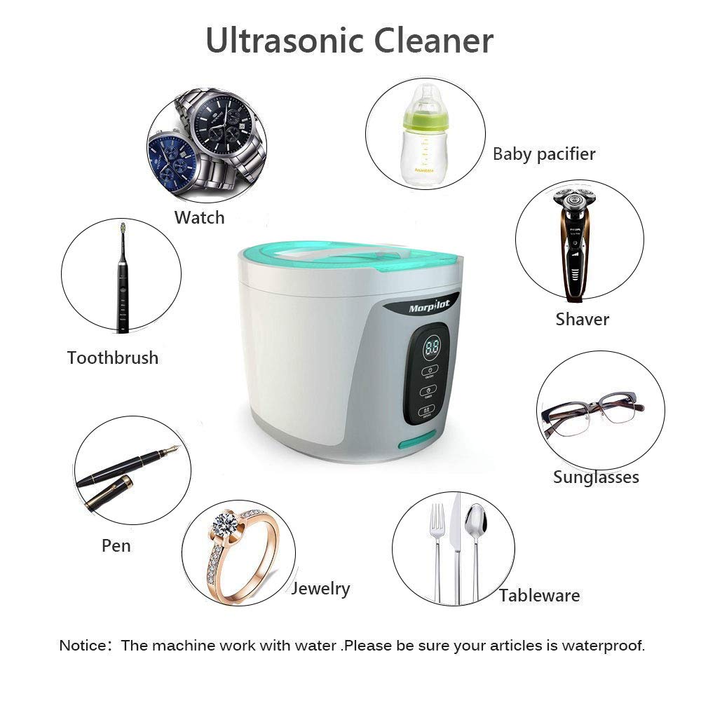 Morpilot Ultrasonic Cleaner 750ML Professional Sonic Washing Machine forJewelry,Eyeglasses, Rings, Coins,Dentures, Retainers, and Mouth Guards with UV Germicidal Lamp & Digital Timer