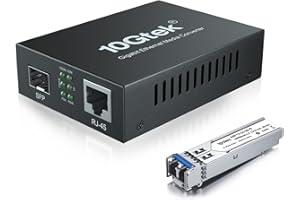 IPOLEX Gigabit Single-Mode LC Fiber to Ethernet Media Converter with A SFP LX Module, 1.25G SFP Fiber to Copper RJ45 Media Converter, 1000Base-LX to 10/100/1000Base-TX, 1310nm, SMF, Transmission up to 20-KM
