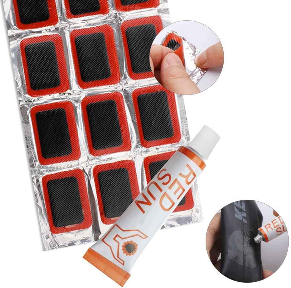 Bike Puncture Repair Kit - Bicycle Tyre Hose Glue Adhesive Super Patches Hardened Levers Rasp Tool for All Inflatable Inner Tubes in Road Emergency : Sports & Outdoors