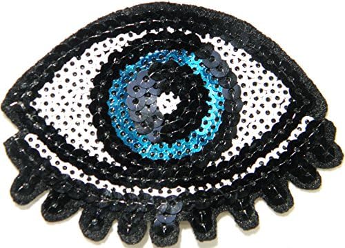 Eyeball Sexy Eye Kenzo Logo Sparkly Sequin Shine Shiny Patch Sew Iron on Embroidered Applique Craft Handmade Kid Girl Women Lady Clothes Hoodie T shirt Dress Pants Cap Bag DIY Decorative Costume Gift