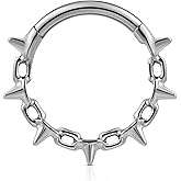 FINE4U ASTM F136 Titanium Nose Ring Hoop 16G 8mm 10mm for Daith, Septum, Cartilage Earring