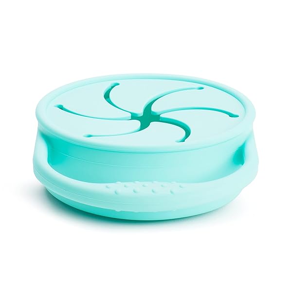 MUNCHKIN SNACK CATCHER TODDLER SNACK CUP WITH LID, SILICONE, COLLAPSABLE, MINT