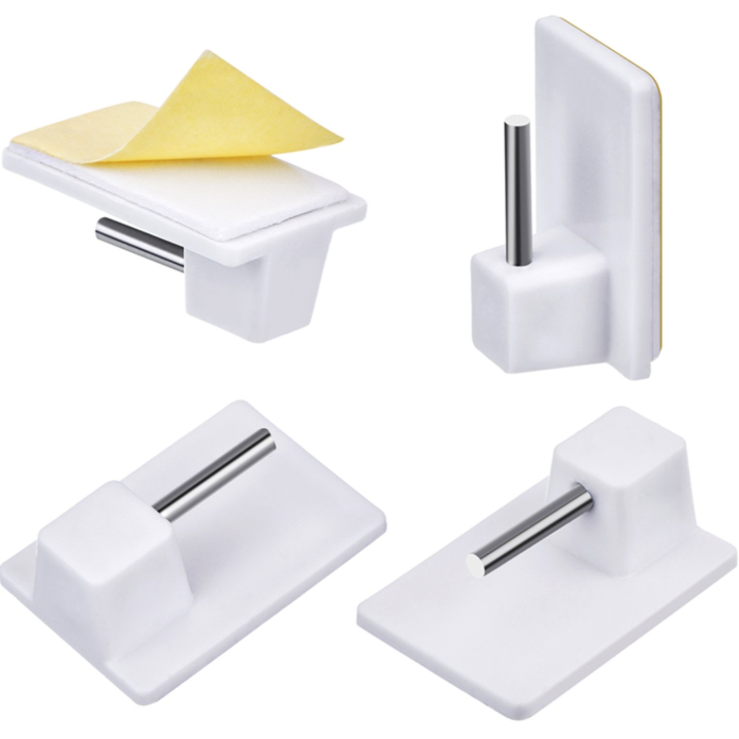 20 Packs Self-Adhesive Hooks Window Hooks Adhesive for Net Curtain Rods, White (Square Corners)