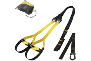 Suspension Trainer Fitness Straps Kit - Bodyweight Resistance Training Bands with Handles for Home Functional Gym Full-Body E
