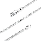 Andsion 925 Sterling Silver Chain Necklace for Women, Silver Necklace Chain for Women, 1.5mm Dainty Non Tarnish & Hypoallergenic Rope Chain Women's Chain Necklaces 26 Inch