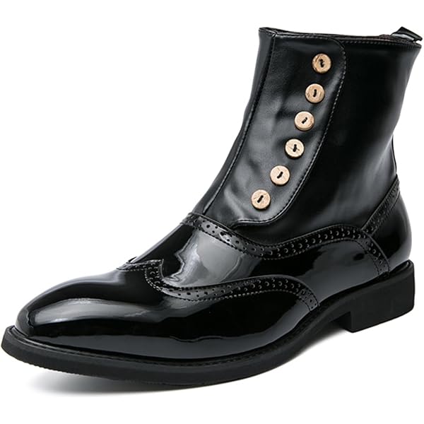 Amazon.com | Men's Patent Leather Dress Oxfords Boots Fashion Pointed Toe  Lace Up Side Zipper Shiny Ankle Boots Classic Luxury High Top Business  Formal Derby Shoes (Black,5.5) | Shoes