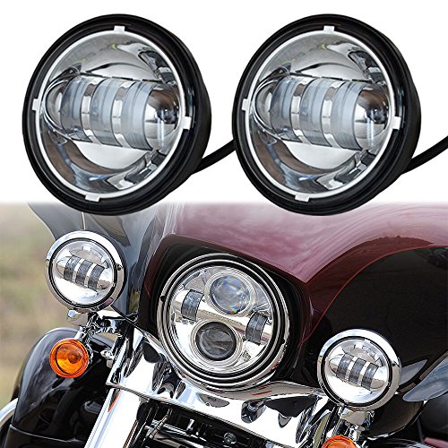 LED Passing Lights, 4-1/2″ 4.5 inch 60W LED Fog Lights Chrome Lens Cree LED Auxiliary Lights for Jeep Tractor Boat Harley Motorcycle Driving Offroad Lamp