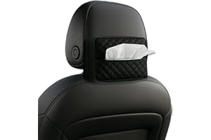 WVD Black Car Tissue Holder, PU Leather Tissue Box Cover, Auto Backseat Visor Organizer, Vehicle Accessories, Black Napkin Ca