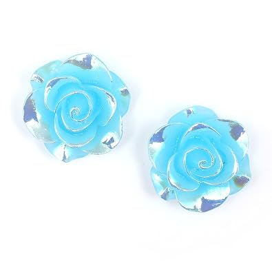 Idin Boucles Doreilles Fleur Bleu Ciel Avec Ab Couleur Boucles Doreilles Clips Plaquées Environ 19 X 19 Mm