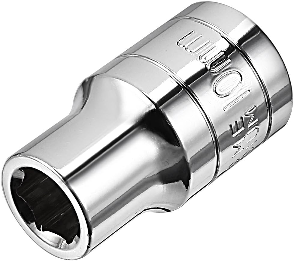 sourcing map 1/2-Inch Drive 10mm 6-Point Shallow Socket, Metric, Cr-V