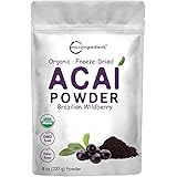 Organic Freeze-Dried Acai Powder 8oz, Sustainably Grown in Brazilian Amazon, 100% Pure Berry Pulp, Raw, Bulk, No Filler, No a