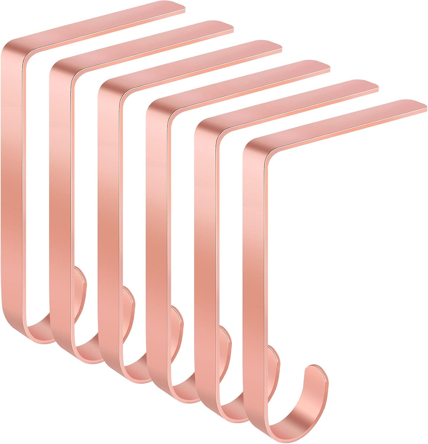 Ornament Hooks - ADXCO Pack of 6 Christmas Stocking Holder Mantel Stocking Hanger Fireplace Stocking Hooks Metal Christmas Stockings Clip Safety Hang Grip for Christmas Party Decoration, Rose Gold