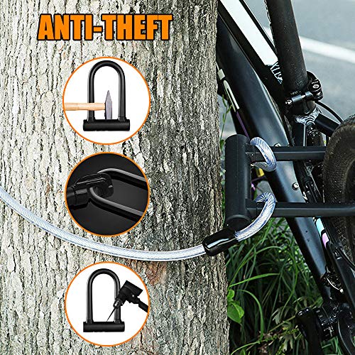 Aibrisk Heavy Duty U Lock Bike Lock 4ft Length Security Cable Bike