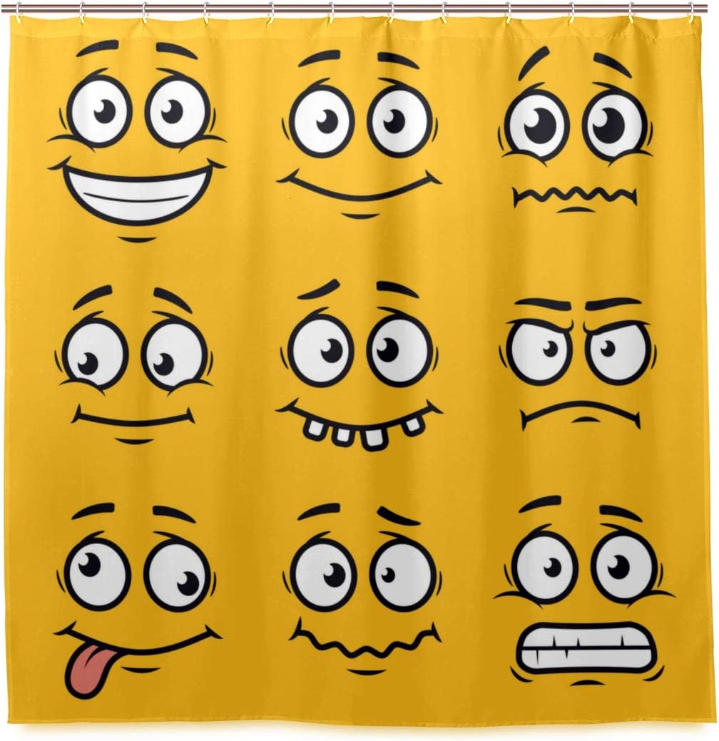 Amazon Wotaka シャワーカーテン 漫画の顔セット 防水 浴室 お風呂 バスカーテン 洗面所 間仕切り 目隠し用 Hdデジタル印刷 取付簡単 150 180cm シャワーカーテン ホーム キッチン オンライン通販