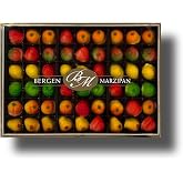 Bergen Marzipan 54 Piece Assorted Fruit Box Tray - Gold Box
