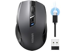 UGREEN Rechargeable Wireless Mouse, Bluetooth5.4 and 2.4GHz, Long Battery Life, Ergonomic Silent Mouse, 6 Buttons with 5 Adju