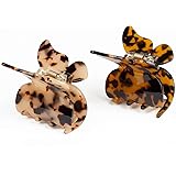 JIRIS 2 Pieces Hair Claw Clips Medium 3.5 Inch Banana Clips Hair Jaw Clips Tortoise Barrettes Celluloid French Design Barrett