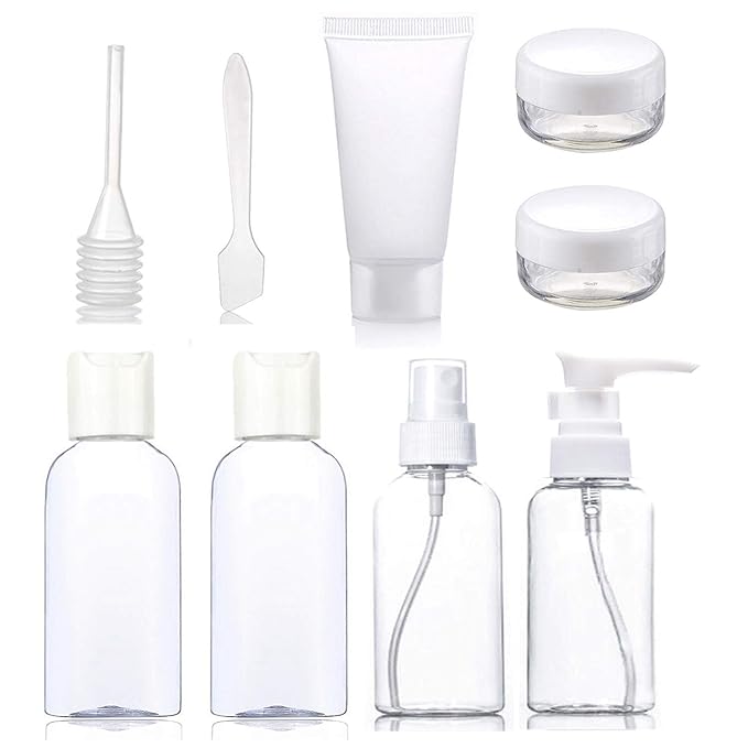 TOUBKAL Kit Pochette Zip Transparente + Flacon Vide de Voyage (Max