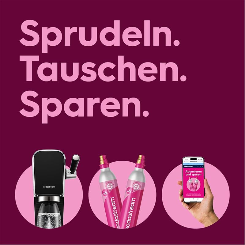 Wassersprudler ART mit CO2-Zylinder und 1x 1L spülmaschinenfeste Kunststoff-Flasche, Höhe 44cm, Schwarz, 44 cm