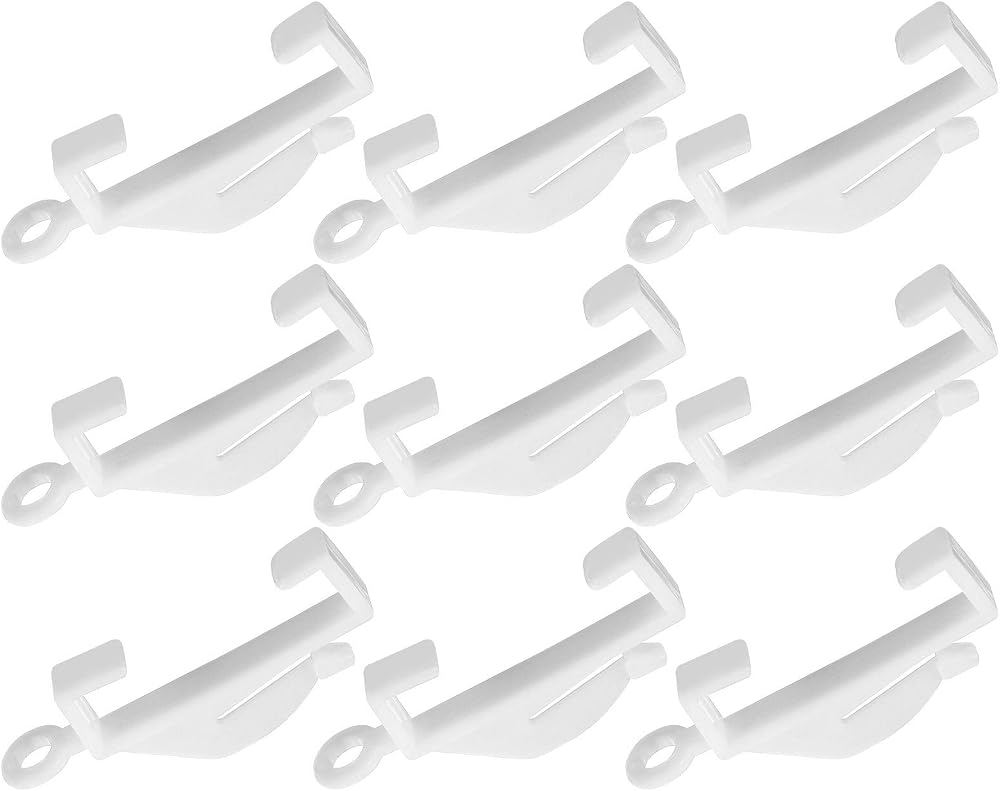 Fuyamp 50 Pcs White Plastic Curtain Hooks for Track Glider Sliders