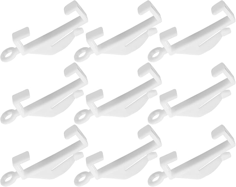 Fuyamp 50 Pcs White Plastic Curtain Hooks for Track Glider Sliders