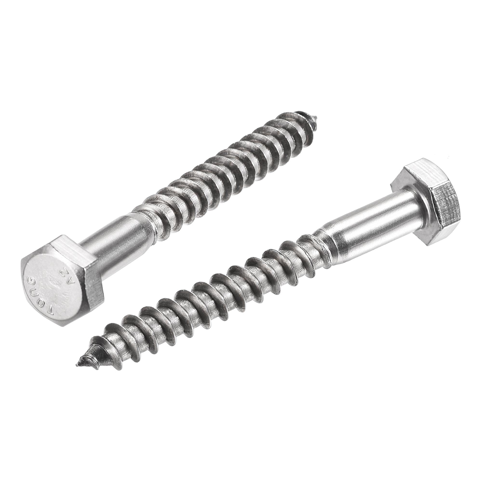 sourcing map Hex Lag Screws, M8 x 70mm 304 Stainless Steel Half Thread Self-Tapping Bolts for Wood Screw 10Pcs