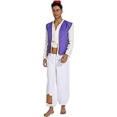 Angelaicos Mens Arab Prince Costume Fairy Tale Suits Halloween Cosplay Party Hat