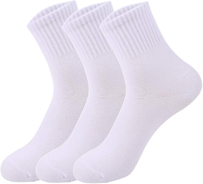 Three Pack White Socks Cotton Crew 