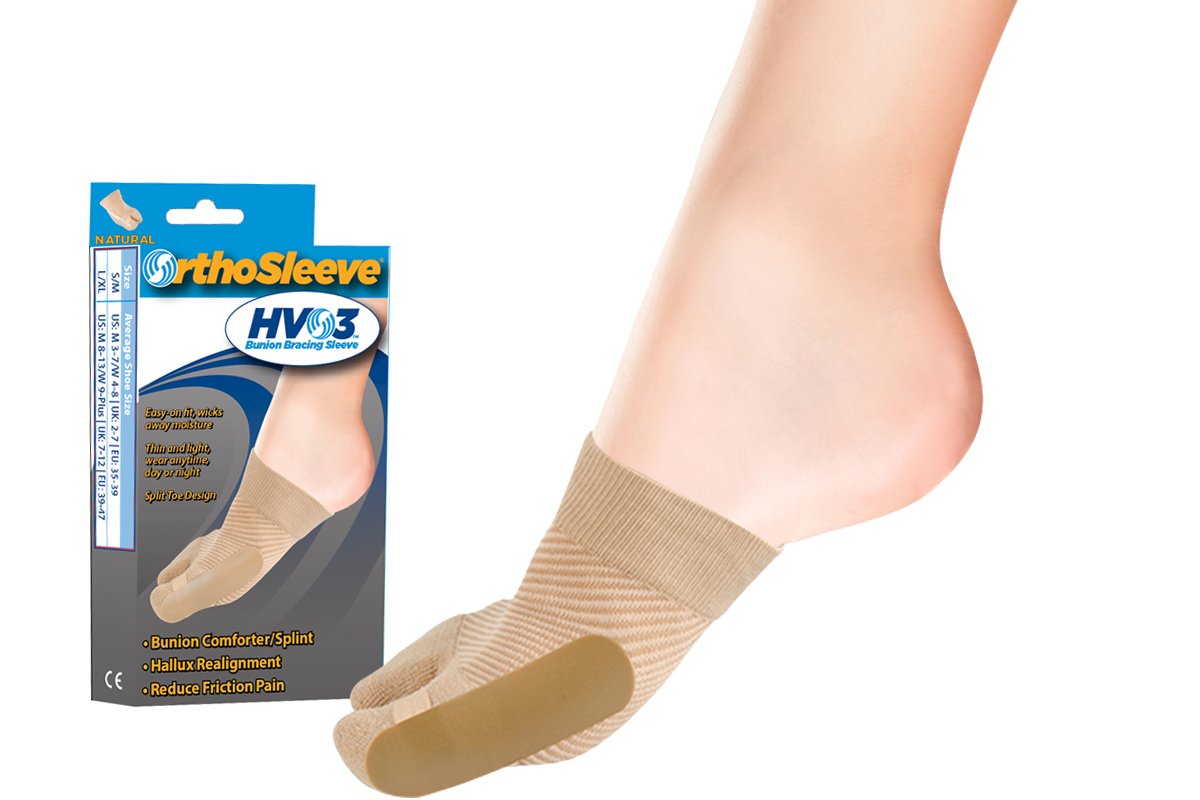 Orthosleeve 13342N HV3 Bunion Sleeve Plasters, Black
