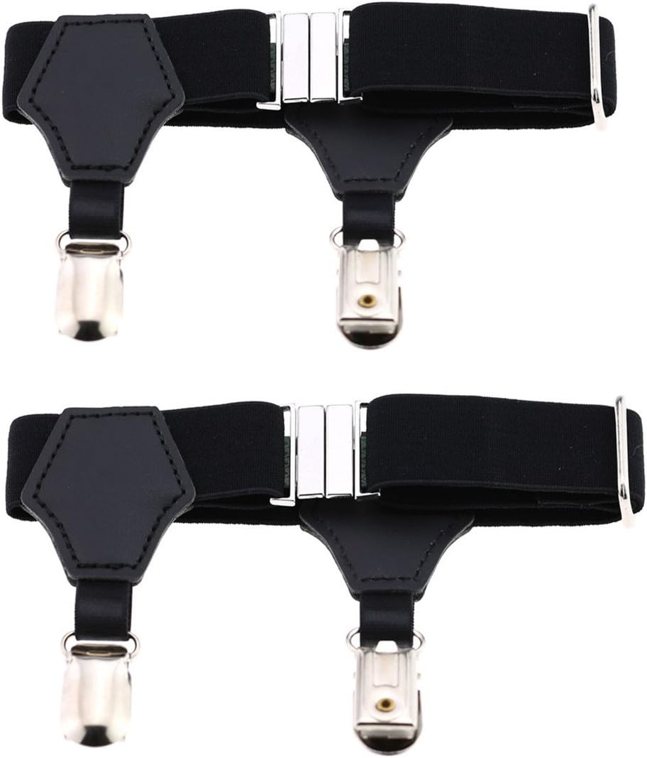 2pcs Adjustable Elastic Sock Garters Metal Clips Sock Suspenders Holders