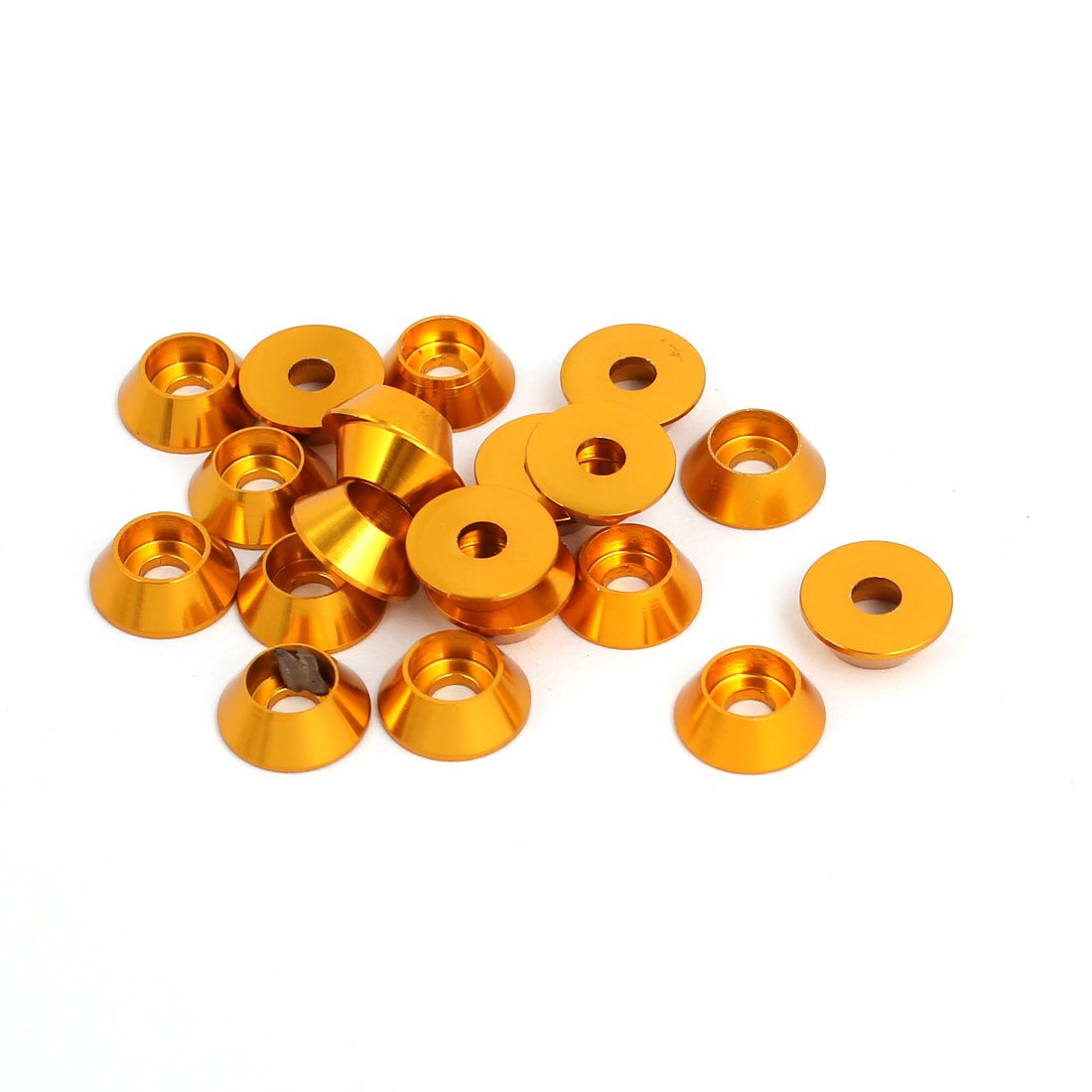 Sourcingmap M3 Aluminium Alloy Cone Shaped Round Cup Bumper Washer Gold Tone 20pcs