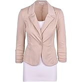 Auliné Collection Women's Casual Work Solid Color Knit Blazer Beige Medium
