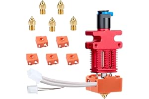 HIKUDIY CR-6 SE Hotend Extruder Kit, 3D Printer Parts Aluminium Alloy Hot EndS Kit with 5PCS 0.4mm MK8 Brass Nozzle, Heat Block and 5PCS Silicone Sock for Creality CR-6 SE/CR-6 MAX/CR-5 Pro 3D Printer