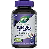 Nature's Way Sambucus Immune Cold and Flu Care Elderberry Gummies with Vitamin C and Zinc - Immune Support for Kids 4+, 60 Gu