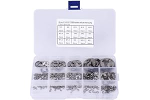 300pcs E Clip Assortment Set M1.2~M15 Stainless Steel E-Circlip Snap Ring External Retaining Ring Circlip