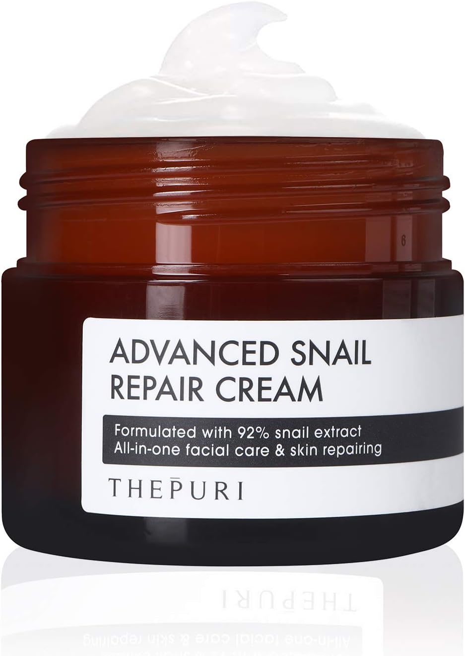 THEPURI Advanced Snail Repair Cream 3.17 fl. oz. (90g) / 92% Snail Mucin Extract, All in One Recovery Anti-Aging Moisturizing Facial Cream, Evens Skin Tone and Fades Dark Spots, Reverses Sun Damage