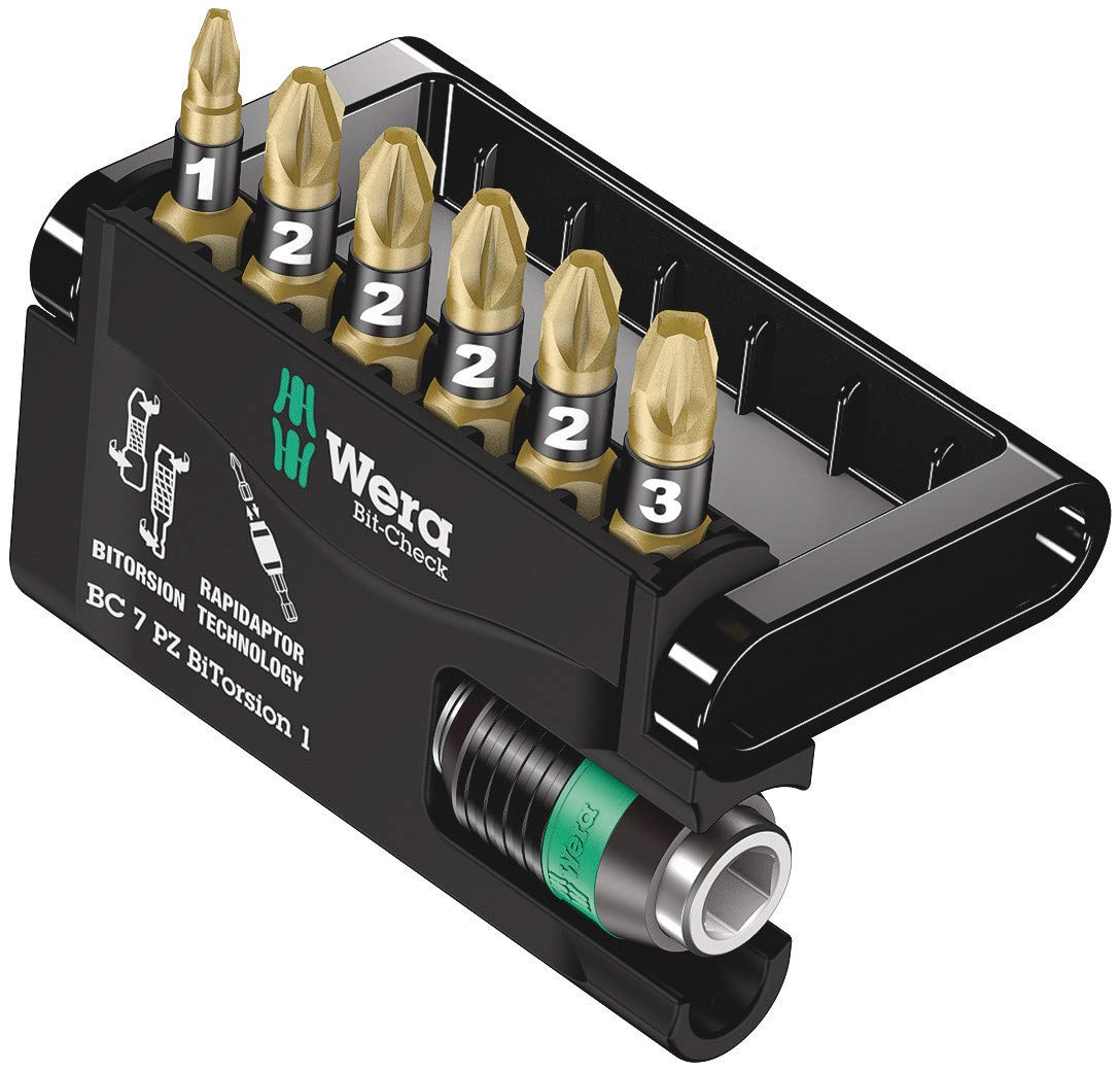 Wera 05340260001 Bit-Check 7 PZ Bi-Torsion 1 Bit Set (7-Piece)