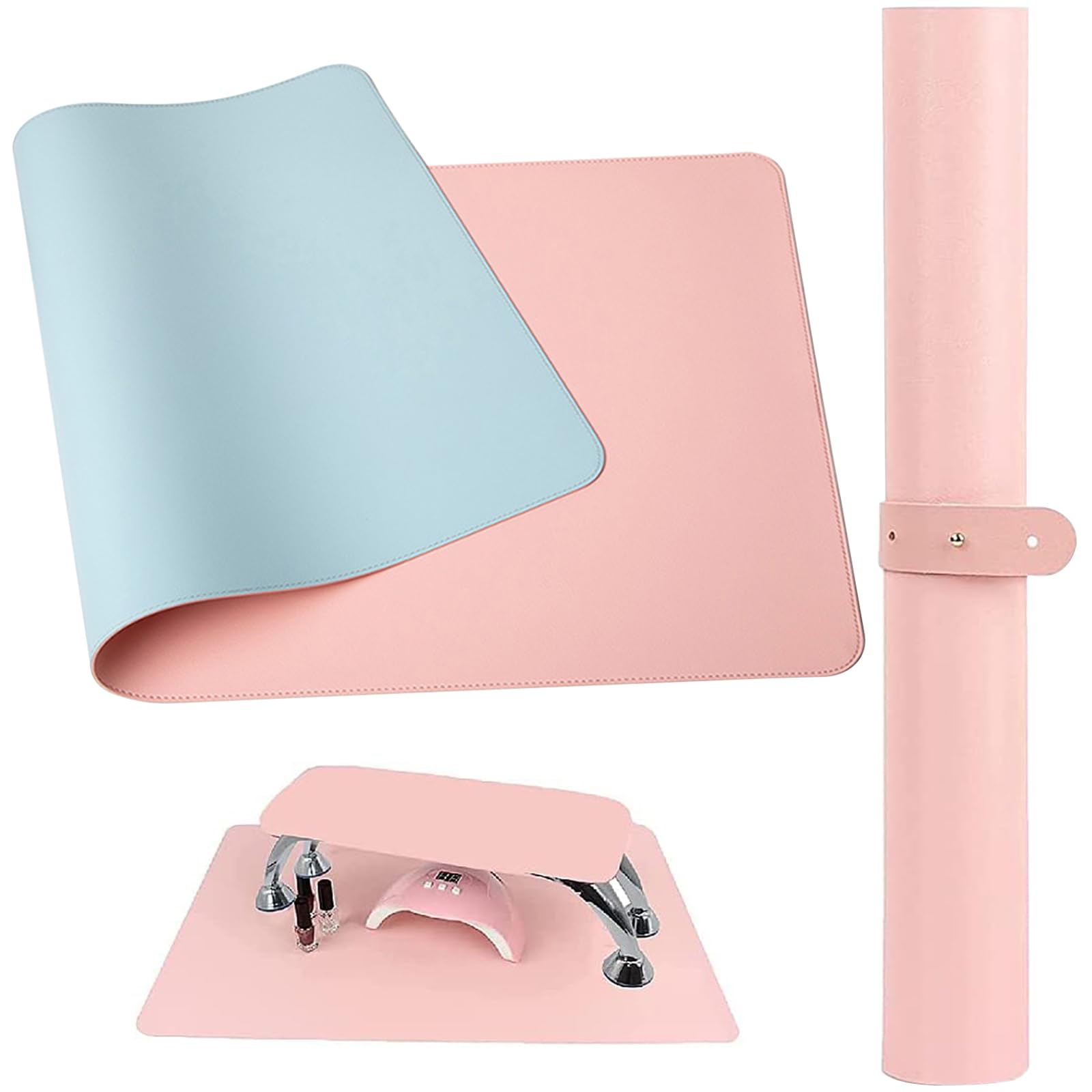 LINXINS Nail Arm Rest Mat Double Side, Foldable and Washable Nail Cushion Table Pad, Nail Mat, Makeup Mat for Dressing Table, Nail Tech Supplies, Nail Accessories for Nail Technician