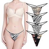VISSAY Seamless G-String Thongs for Women No Show Thong Underwear Low Rise T-back Panties Comfortable Stretch 4 Pack