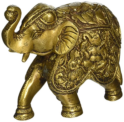 Saluting elephant ornament indian animal figurine sculpture brass…