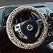 Besplore Leopard-Print Steering Wheel Cover,Plush,Beige