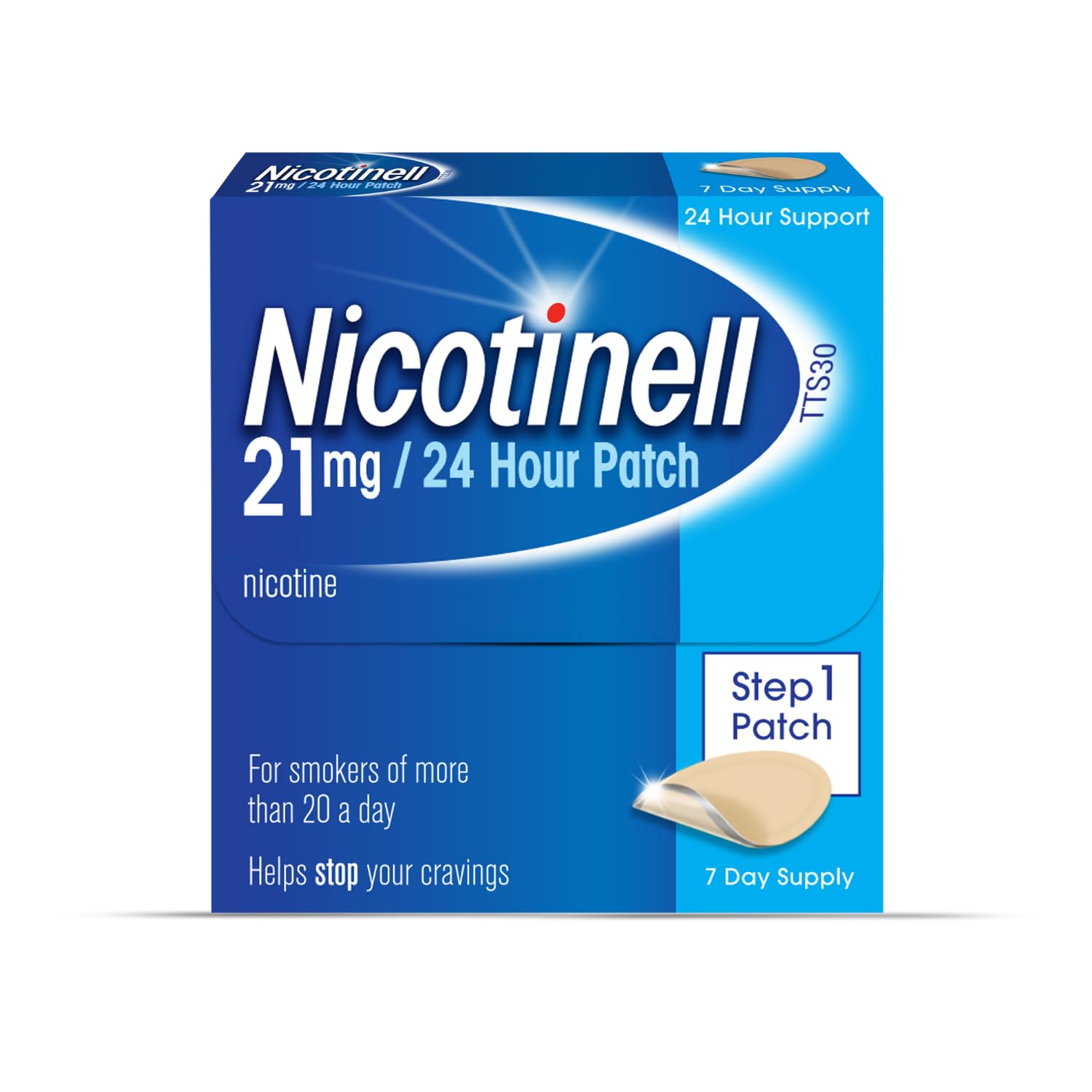 Nicotinell Nicotine Patch, Quit Smoking Aid Step 1, 24 Hour Patch, 21 mg, Pack of 7