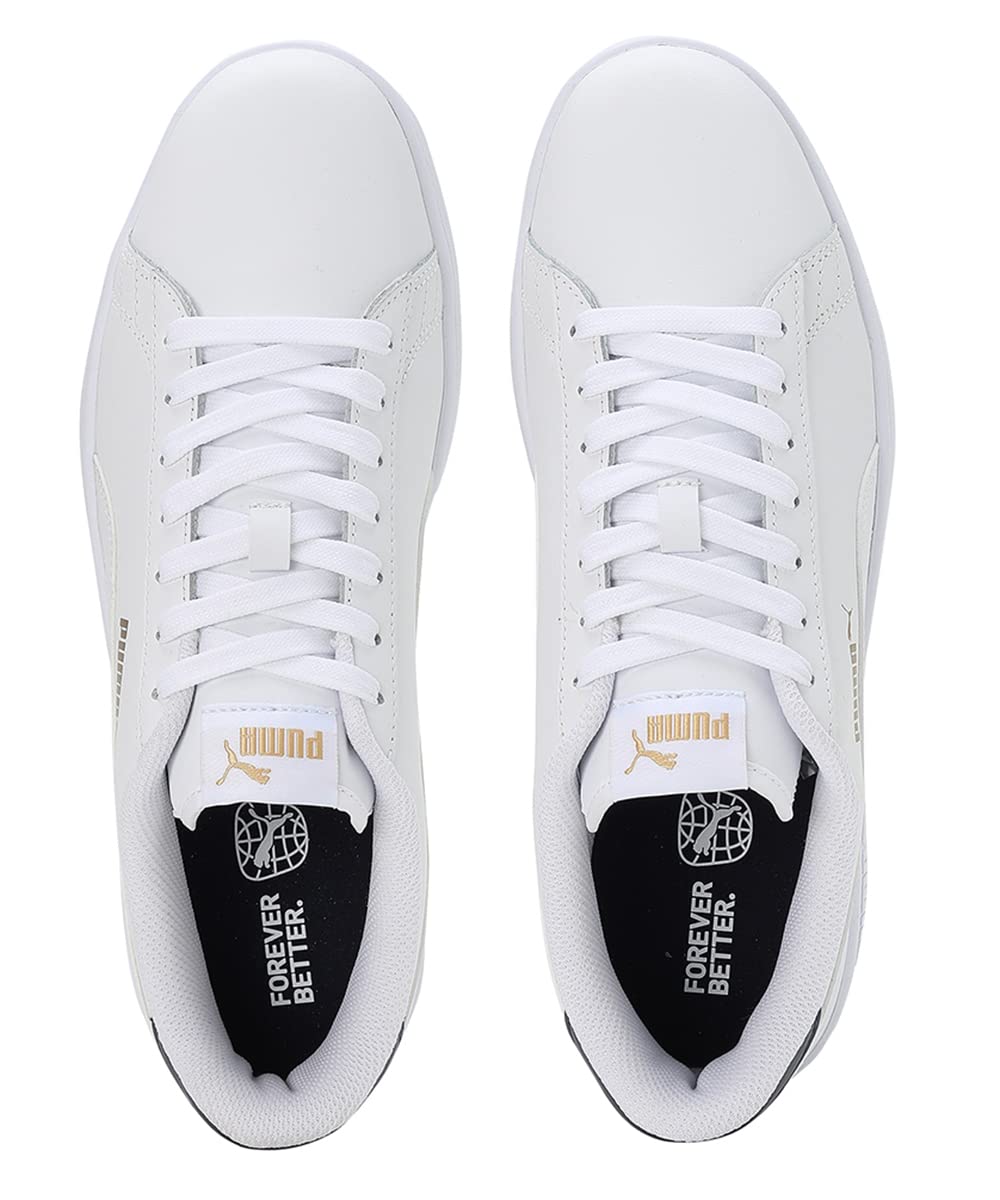 PUMA Unisex Puma Smash v2 L Low-Top, Puma White-Puma White-Peacoat-Puma Team Gold, 44 EU 7