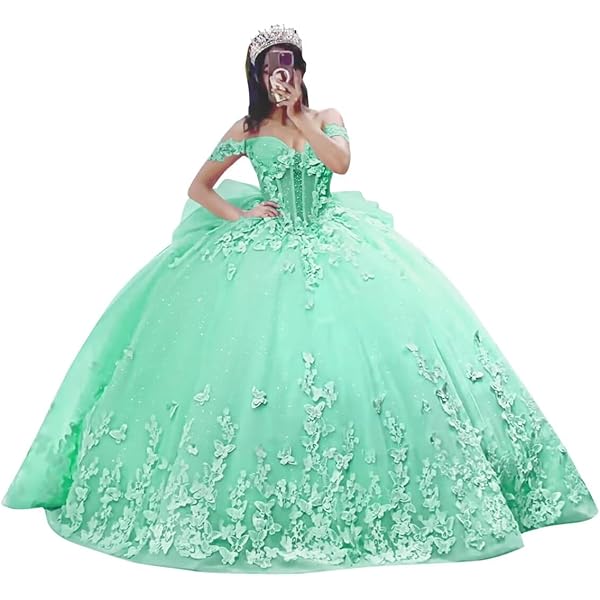 Amazon.com: Asulla 3D Butterfly Quinceanera Dress with Bow Train Sparkly Bead Tulle Ball Gown Spaghetti Strap Sweet 16 Puffy Dress S1Aqua 0: Clothing, Shoes & Jewelry Amazon.com: Asulla 3D Butterfly Quinceanera Dress with Bow Train Sparkly Bead Tulle Ball Gown Spaghetti Strap Sweet 16 Puffy Dress S1Aqua 0: Clothing, Shoes & Jewelry