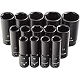 ARCAN TOOLS 1/2 Inch Drive Deep Impact Socket Set, Metric, 11mm - 32mm, Cr-V, 14-Piece (AS21214MD)