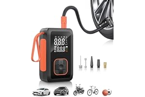 HAFULOKY Tire Inflator Portable Air Compressor, 150PSI & 3X Faster Cordless Air Pump for Car Tires with LED Light, Tire Pump with Cigarette Lighter Plug for Cars, Motorcycles, Bicycles, Balls(Black)