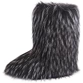 Gegefur Women's Faux fur Boot Furry Fluffy Short Snow Boot Mid-Calf Boots Warm Comfortable Outdoor Flat Shoes