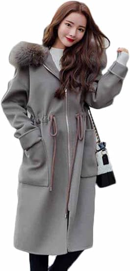 Amazon Mengfan ロングコート レディース 冬用 ファーフード付き ロング ラシャコート ゆったり 韓国風 おしゃれ コート 防寒 カジュアル シンプル Bf風 ロングアウター 女性用 コート ジャケット 通販